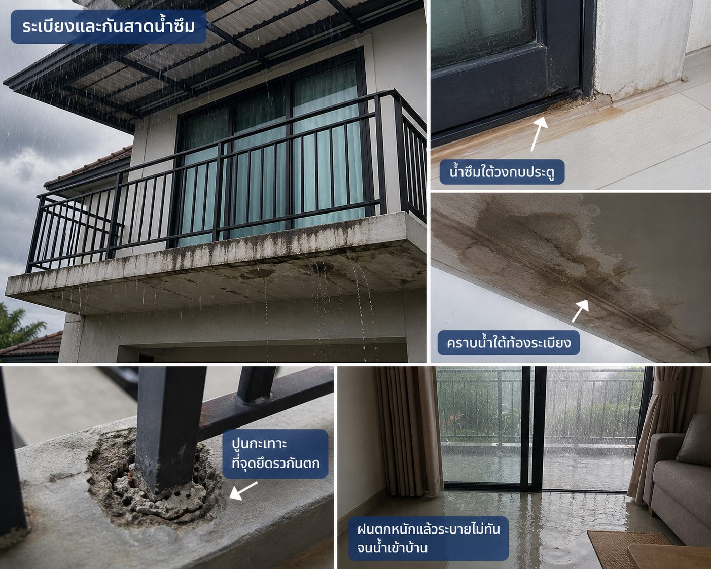 งานกันซึมระเบียง