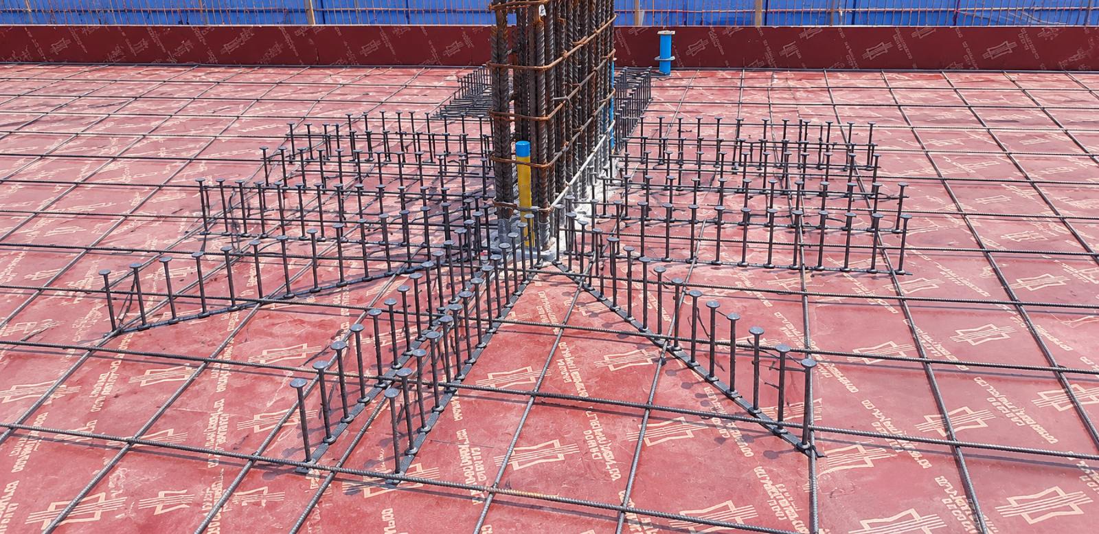 การติดตั้ง SMART Shear Stud รอบหัวเสาก่อนวางเหล็กเสริม